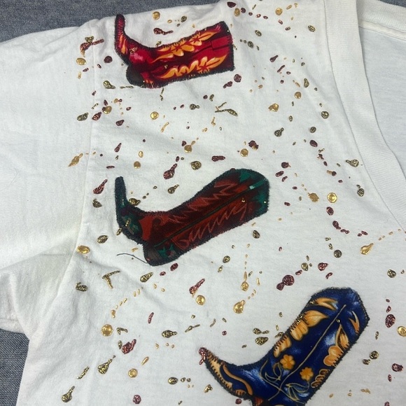Vintage Single Stitch Western T-Shirt Womens Size Large USA Made Splatter Paint - Picture 4 of 16